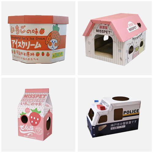 Misspet Cat Scratching Board Collection Corrugated Cat Nest Milk Carton Izakaya Ice Cream Car Vertical Triangle