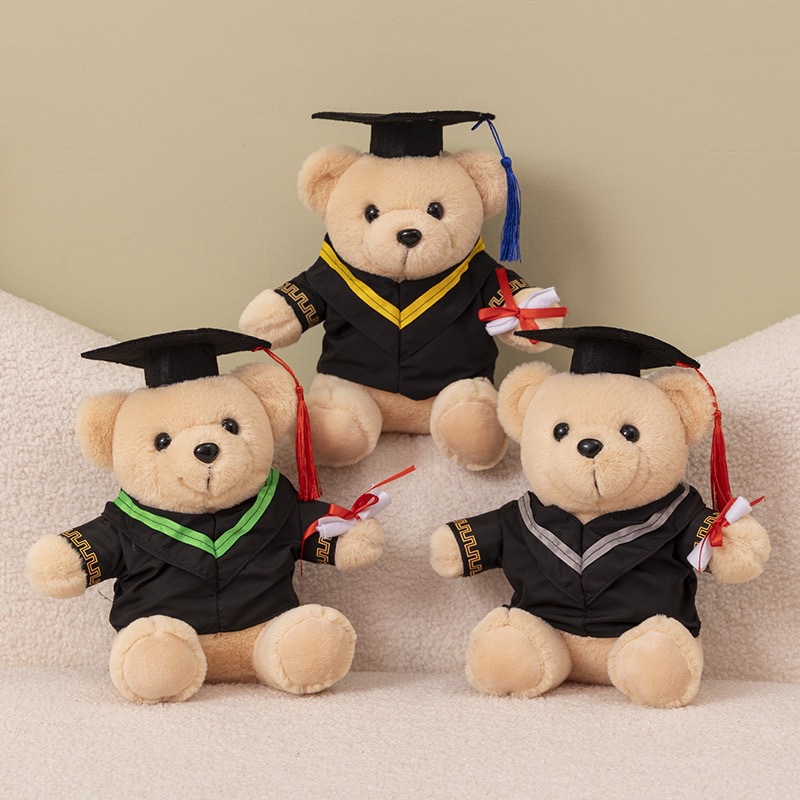 Graduation Doctor Bear Puppy se puede imprimir logotipo maestro de licenciatura Teddy Bear muñeca regalo de graduación