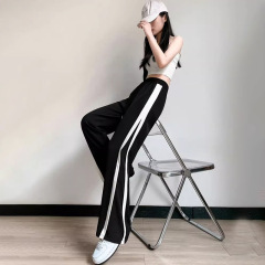 夏季2025年新款休闲运动裤女秋冬显瘦套装高腰垂感窄版直筒阔腿裤