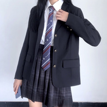 厂家批发日系原创JK西装外套基础款女学生黑色长款学院风制服西服