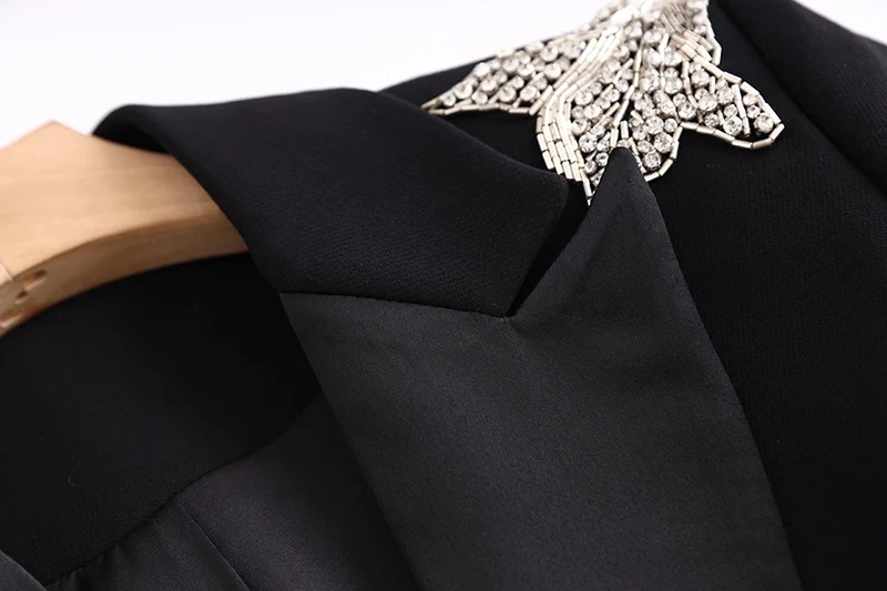 Women's Clothing 2024 Spring New Super Heavy Industry Flower Beading BLINGBLING Waist Satin Collar Suit Dress Ready in Stock_ipsvogv.com