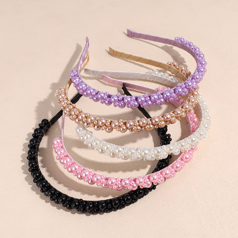 Simple Style Solid Color Imitation Pearl Beaded Hair Band display picture 1