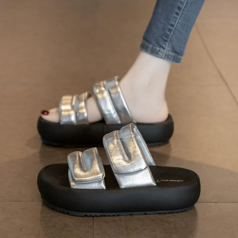 Женские летние сандалии 2025 года, новые пляжные сандалии на толстой подошве, французский стиль, босоножки