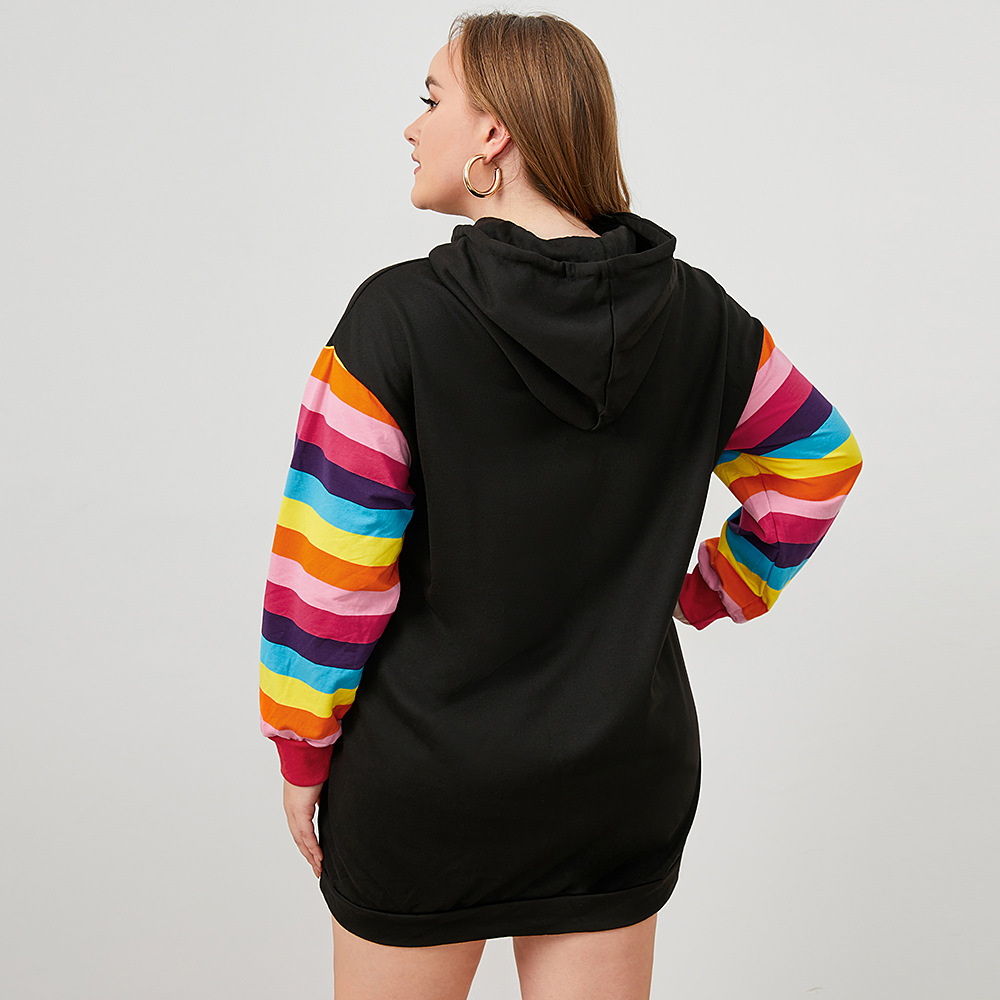 Plus Size Long-Sleeved Cartoon Print Mid-Length Hoodie NSWCJ112369