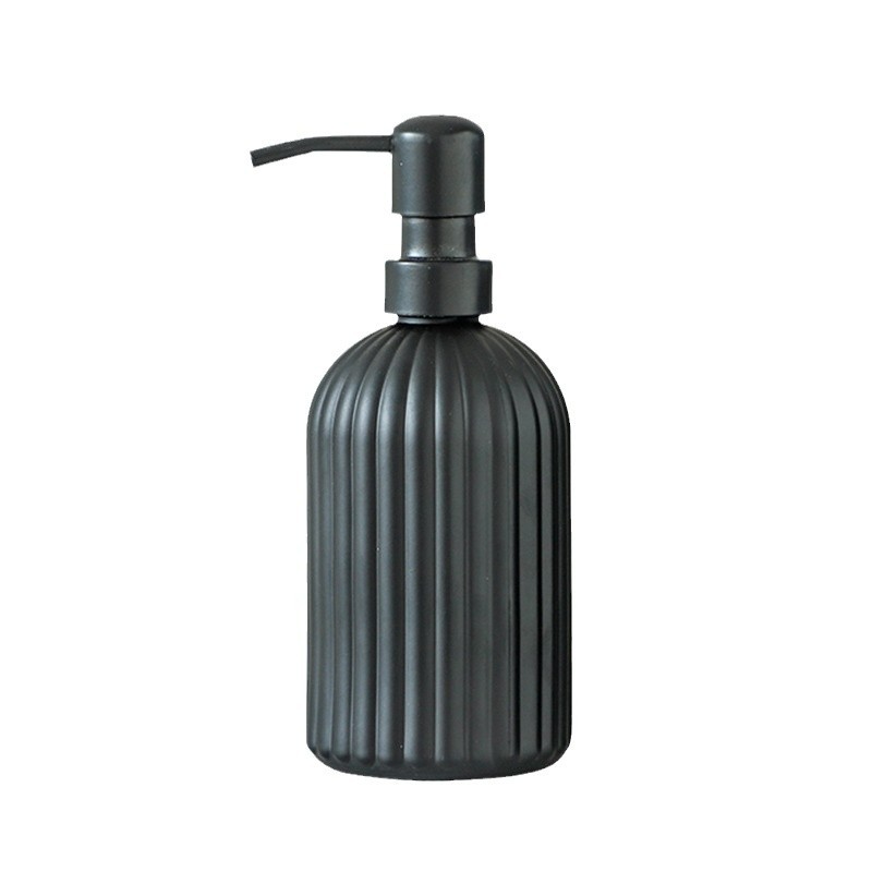 Botella de desinfectante de manos de lujo ligero Botella de loción de patrón vertical Botella de gel de ducha de prensa Botella de botella vacía de vidrio de champú