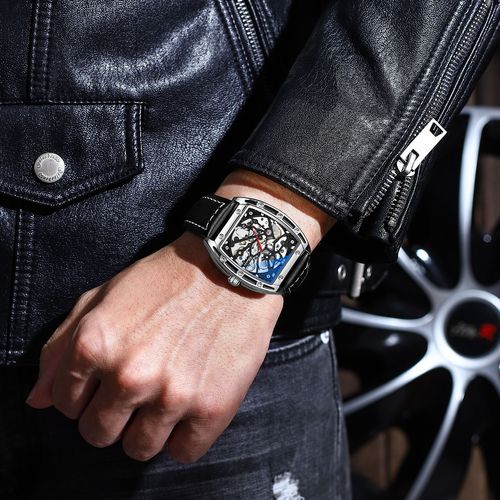 Dawn barrel-shaped hollow fully automatic mechanical watch men's cross-border foreign trade live broadcast luminous manufacturer mechanical watch