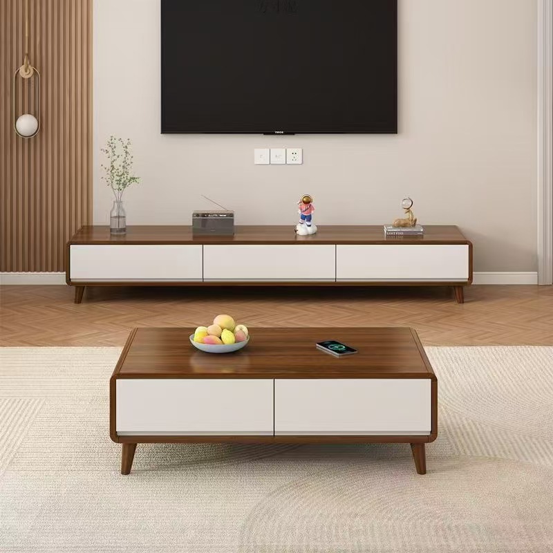 Solid Wood Wall-Mounted Tv Cabinet Suspended Bedroom Hanging Walnut Color Suspended Small Floating Narrow Ultra-Thin All Solid Wood