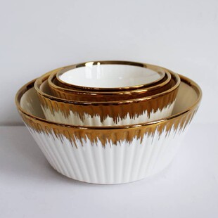 ����僽��մ�����Q�y��߽����뜫��golden rimmed striped bowl