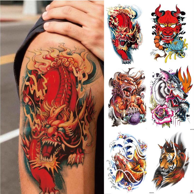 New Half-Arm Water Transfer Color-Printed Temporary Full-Arm Personalized Tattoo Stickers for Men and Women, Waterproof, Sweat-Proof, Long-Lasting Tattoo Stickers