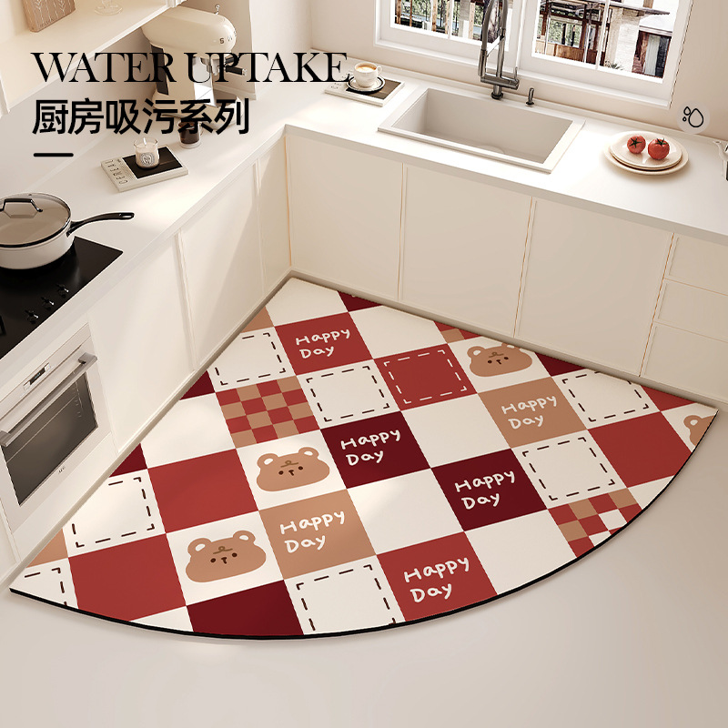 주방 특수 바닥 매트 팬 모양의 미끄럼 방지 매트 와이프없는 발 매트 고급 Diatom 진흙 흡수성 카펫