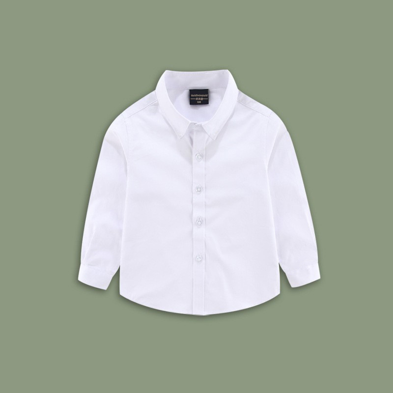 Children's white shirt, boys' white long-sleeved shirt, spring and autumn primary school uniform, one piece, dropshipping, wholesale and retail.