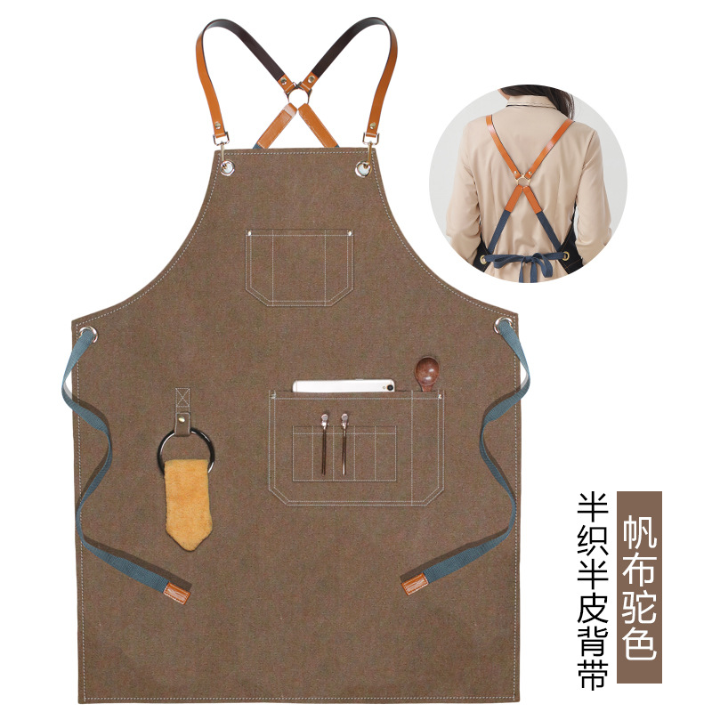 Semi-woven media anillos de cuero Camel