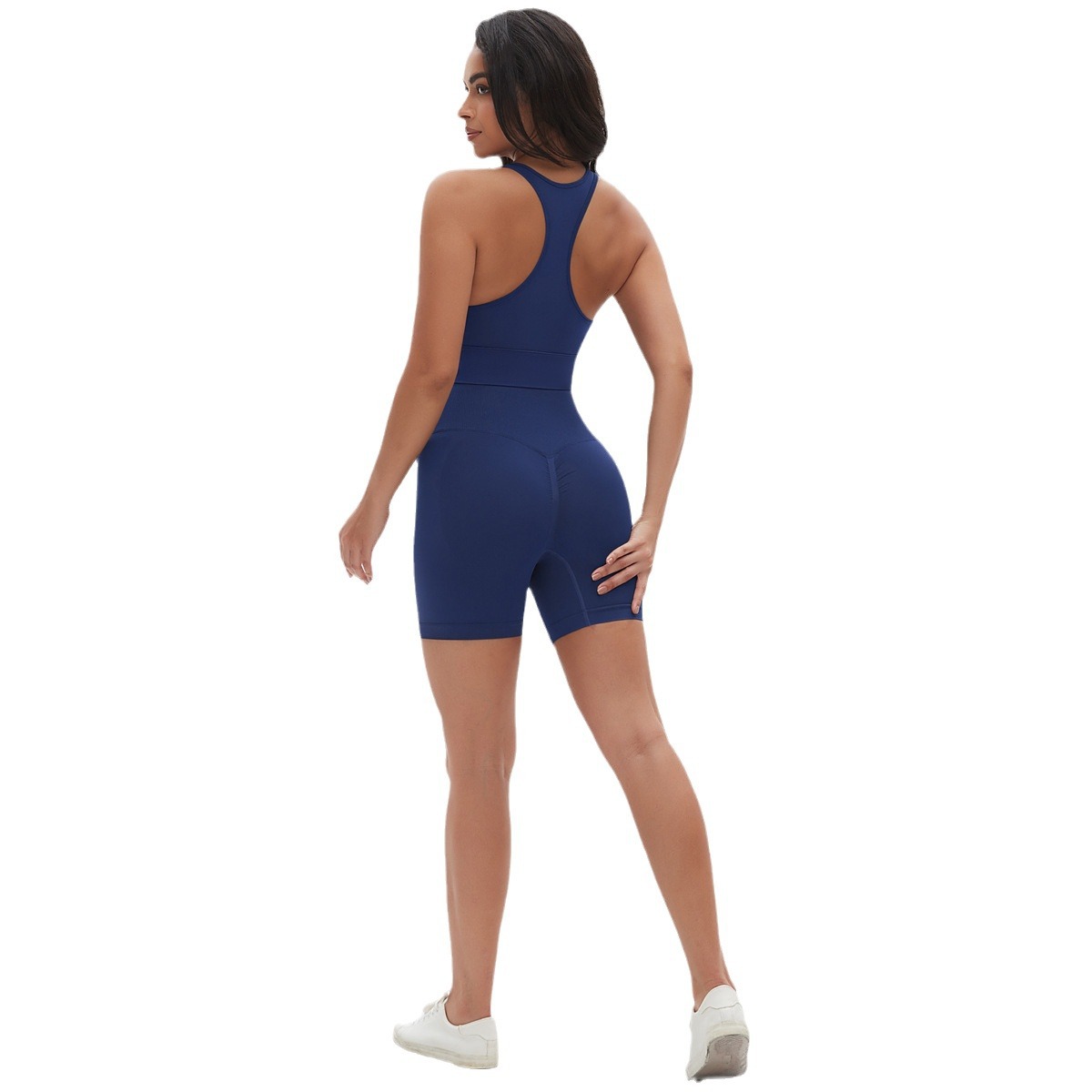 Cross-border sin costuras punto elástico ajuste sexy traje de yoga conjunto cruzado I-back belleza correr fitness conjunto de dos piezas image 6