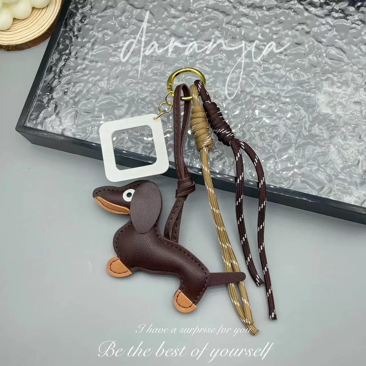 Кожаный брелок-веревка с таксой, DIY изысканный брелок-сука такса для сумки, украшение в виде щенка Рут