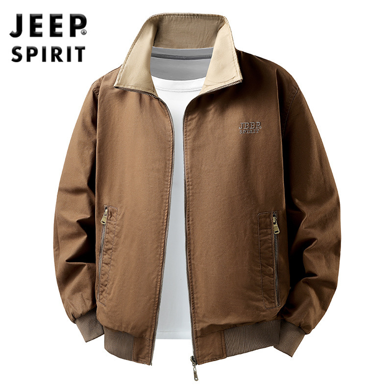 JEEP吉普2025双面穿夹克春秋款一衣两穿宽松休闲立领大码外套7955|undefined