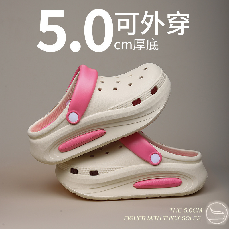 6cm Thick Bottom Increased Feeling Eva Two-wear Baotou Cave Shoes Women's Summer Indoor Home and External Wear Not Stinky Feet