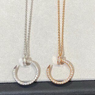 V Gold High Version Classic Nail Full Diamond Necklace Women's Fashion Head and Tail Diamond Rose Gold Clavicle Chain for Girlfriend's Birthday