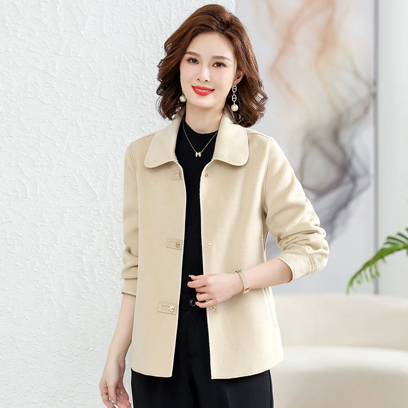 Весенний модный двусторонний шерстяной жакет для мамы, slim fit, 40+ лет, западный стиль, бренд
