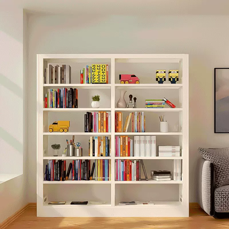 钢制书架置物架学校图书馆铁皮书柜家用儿童文件柜单面档案架