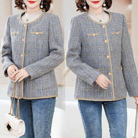 小香风外套妈妈装2024春季新款40岁中年女士春装短款时尚洋气上衣