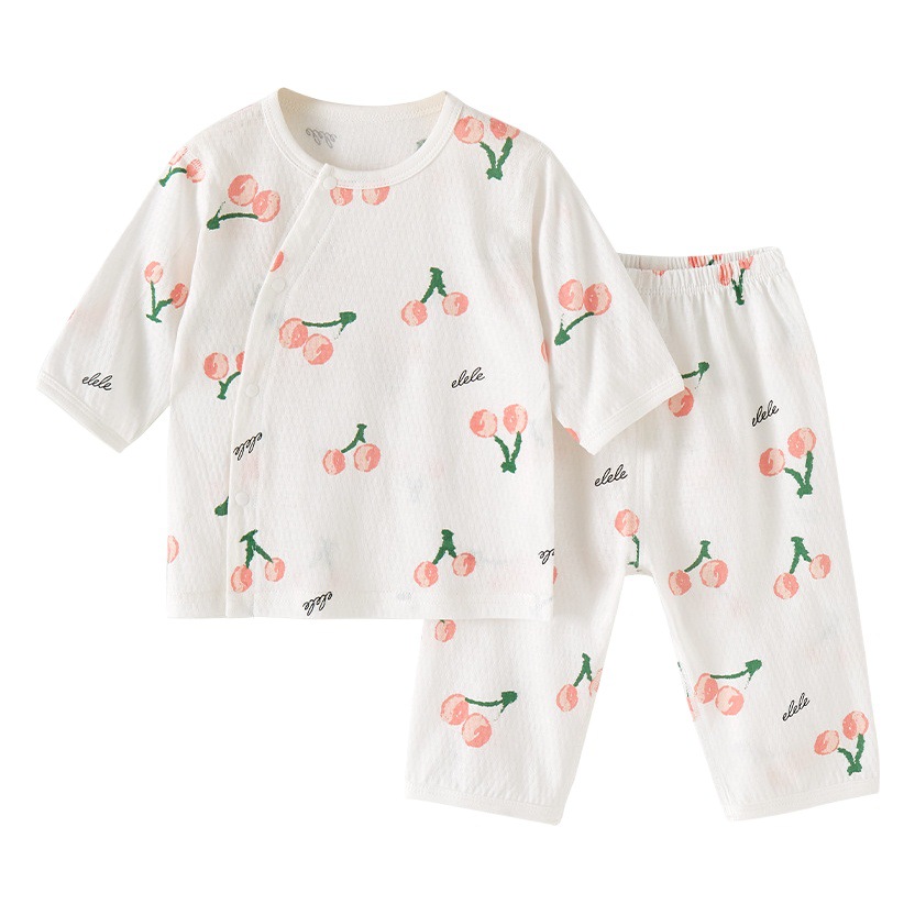 Traje de bebé ropa de verano para niños de dos piezas para niños y niñas aire acondicionado recién nacido media manga para niños ropa de bebé delgada de verano