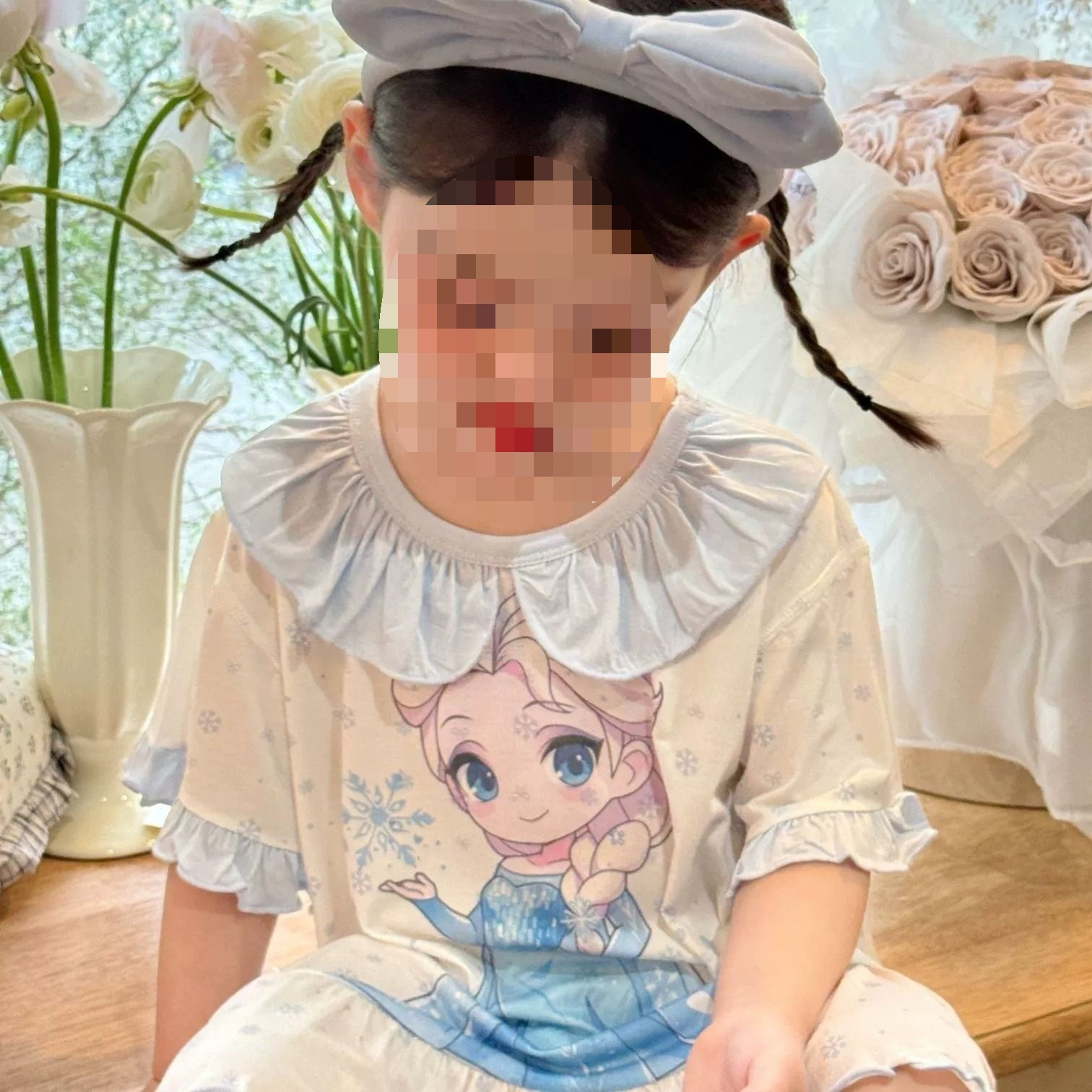 女童睡裙可爱时尚儿童睡衣夏季艾莎公主风宝宝家居服薄款0055A124