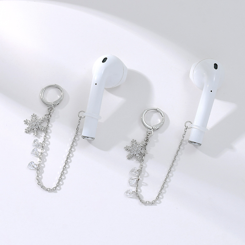 Kenjie aguja de plata auricular bluetooth inalámbrico cadena anti-perdida femenina estilo coreano pendientes frescos diseño original espárragos oreja de moda