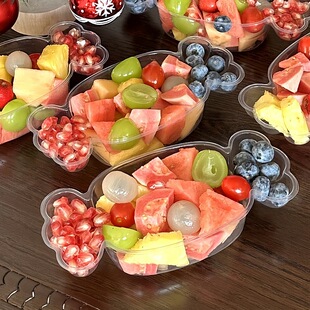 Candy Shape Fruit Fruit Cut Disposable Transparent Packaging Box with Lid Picnic Fruit and Vegetable Fresh Fruit Packaging Box Plastic