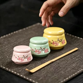 小号迷你陶瓷茶叶罐口红面霜瓶药膏药丸化妆品香膏香粉储物密封罐
