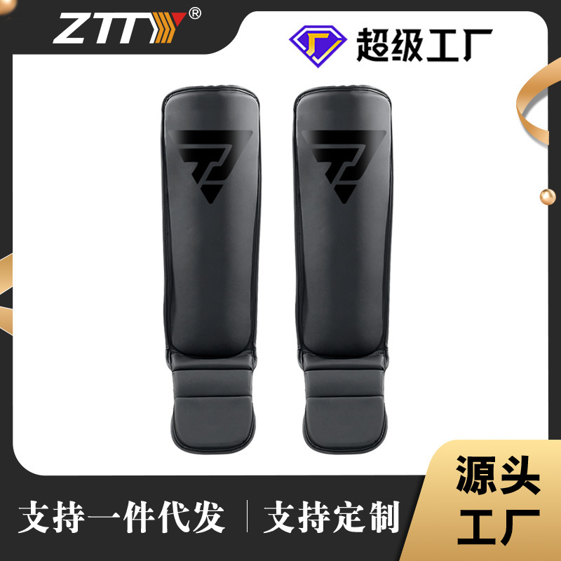 ZTTY Cross-Border Foldable Muay Thai Leg Guards, Sanda Shin Guards, Thickened Fighting Protective Gear, MMA Training Calf and Foot Guards