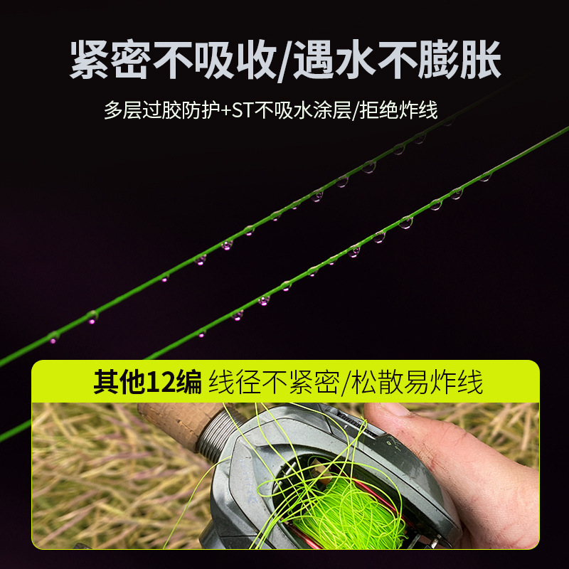 12-strand Dyneema fishing line—specialized for heavy-duty lure casting, featuring high-strength PE material, perfect for long-distance casting and powerful fish-catching applications.