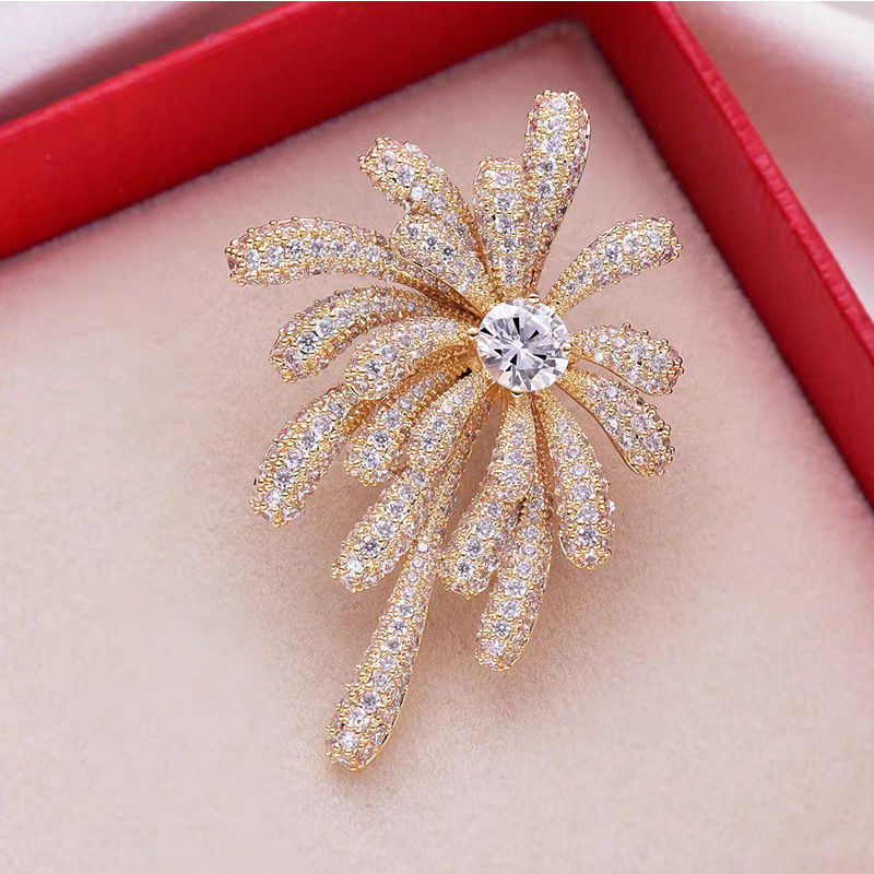 Blooming Beautiful Romantic Fireworks Brooch Women's Coat Accessories High-End Corsage Pin Buckle Elegant Versatile Gift