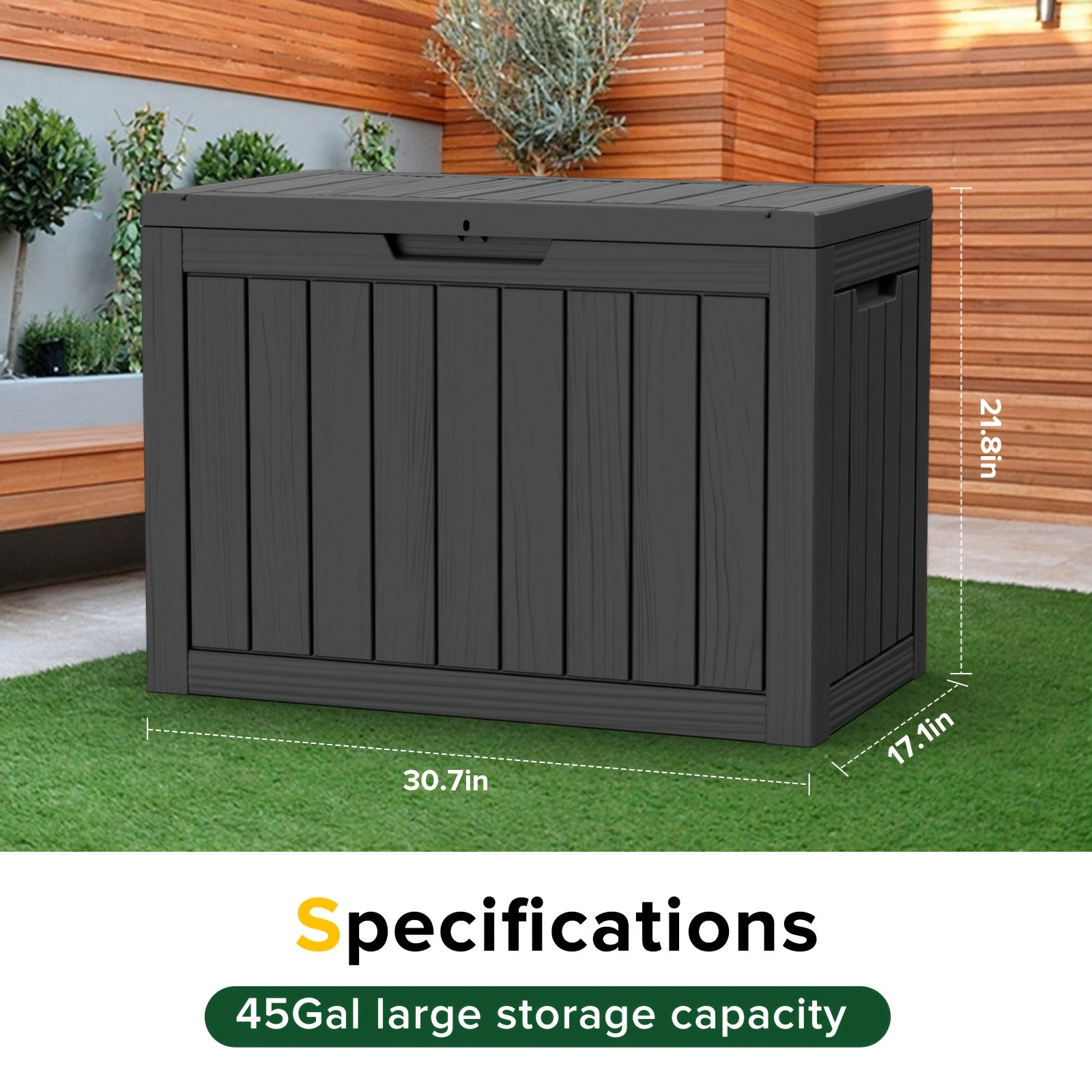 46 Gallon Outdoor Storage Deck Box Resin Deck Box Caja de la terraza de almacenamiento