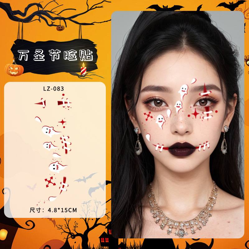 Ghost Clown Face Tattoo Stickers Halloween Girl Cartoon Makeup Imitation Cute Performance Girl Face Makeup Waterproof and Long-Lasting Ghost Clown Face Tattoo Stickers Halloween Girl Cartoon Makeup Imitation Cute Performance Girl Face Makeup Waterproof and Long-Lasting