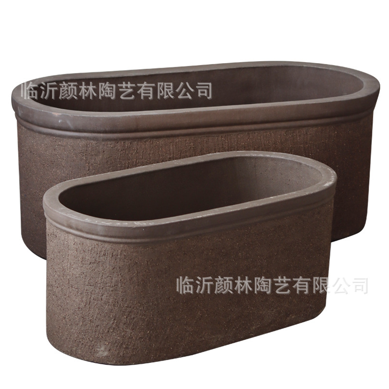 Cerámica gruesa arena púrpura elíptica rectangular pesebre patio árboles plantación de vegetales j gran maceta villa paisajismo maceta simple nórdica
