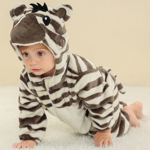 MICHLEY Animal Shaped Onesie Baby A Class Flannel Crawling Suit Cross-border Flannel Crawling Suit Onesie 