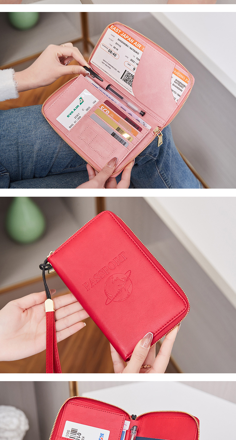 New RFID Passport Bag Long Zipper Passport Clip Ticket Multi Functional Travel Storage Document Bag_voghion.com