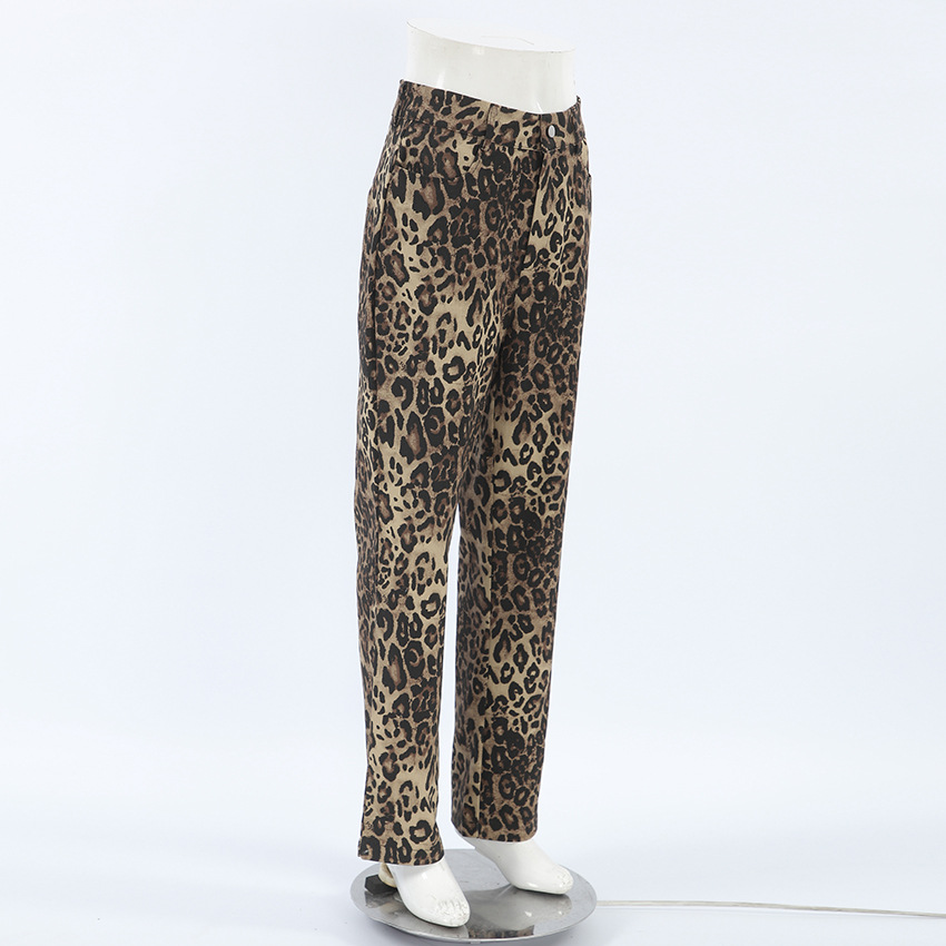 Frau Ferien Täglich Strassenmode Leopard In Voller Länge Taste Freizeithosen Enge Hosen display picture 4