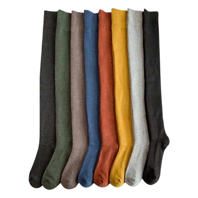 Medias de otoño e invierno de las mujeres de corte alto sobre la rodilla japonés forrado de lana gruesa caliente negro adelgazante muslo sobre la rodilla Calcetines