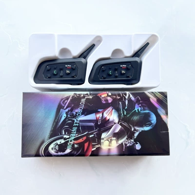 Cross-Border Popular Motorcycle Helmet Bluetooth Headset V6Pro/V6Plus 1500m with Real-Time Network Intercom and Noise Reduction (Motorcycle Helmet Headset) - double-pack