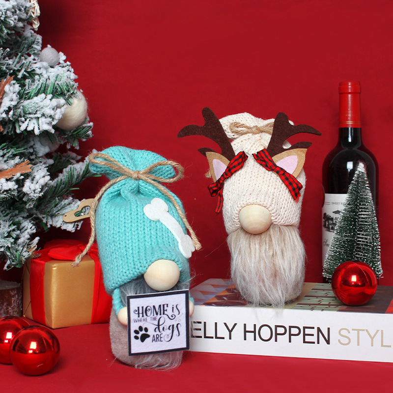 Kerst knutsel decoraties Kerstpop Rudolf pop decoratie gebreide gezichtsloze pop vloer essentie_voghion.com