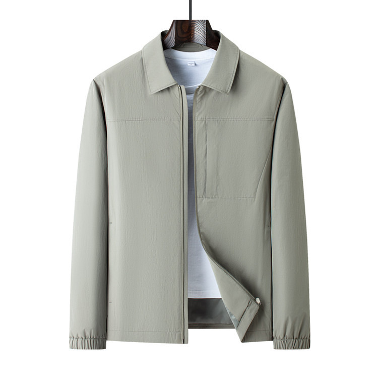 Spring 2025 New Middle-aged and Elderly Men's Cadre Administrative Jacket Dad Business Simple Men's Lap Collar Jacket