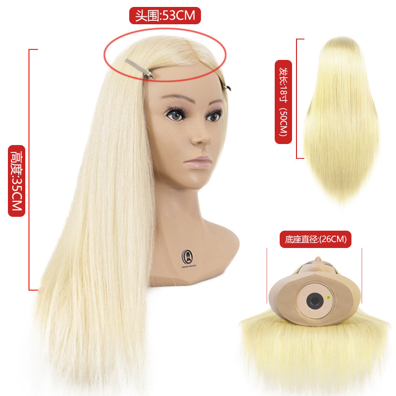 Cabeza de Maniquí con Hombros de Cabello Natural para Ejercicios de Corte y Peinado image 20