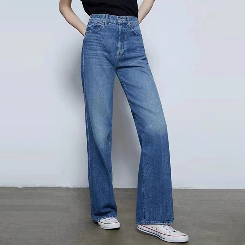 European and American Style Women's Jeans 2026 Spring/Summer Casual Wide-Leg Pants, All-Cotton Low-Waist Narrow Wide-Leg Straight Pants European and American Style Women's Jeans 2026 Spring/Summer Casual Wide-Leg Pants, All-Cotton Low-Waist Narrow Wide-Leg Straight Pants