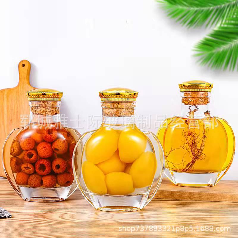 批发新款密封玻璃罐泡酒养生玻璃罐自治青梅人参饮料玻璃储蓄罐