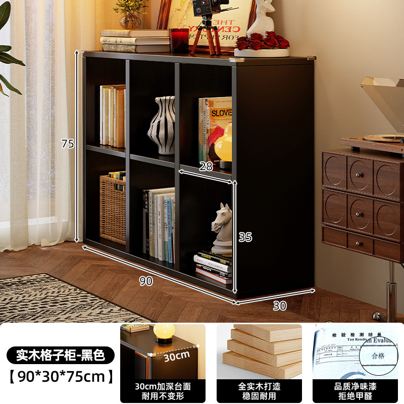 Estante de rejilla de madera maciza Estante de piso Estante de piso Sala de estar Almacenamiento simple Estante de exhibición Combinación libre Estantería corta