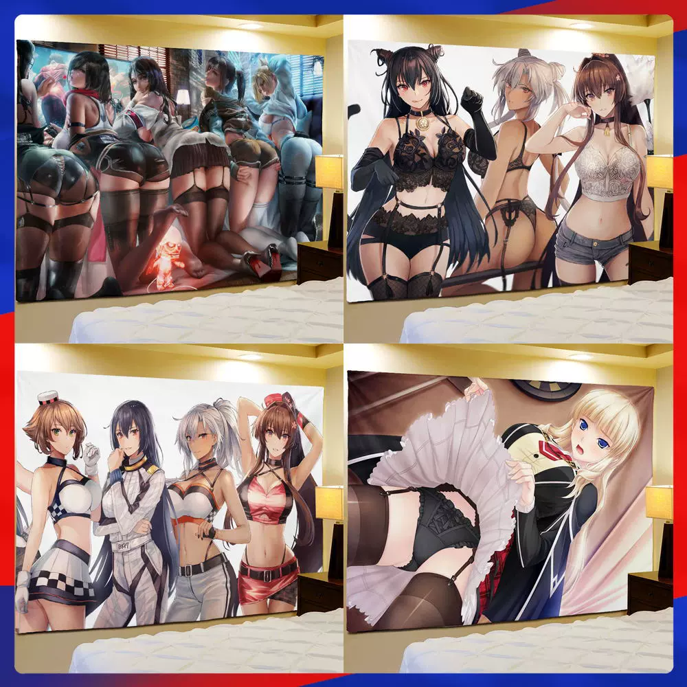 ins风动漫少女挂毯 ebay热卖卧室墙壁装饰背景布 可定印花挂布