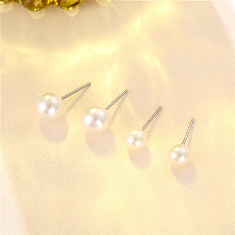 Wholesale Jewelry Color Round Zircon Stainless Steel Stud Earrings Nihaojewelry display picture 2