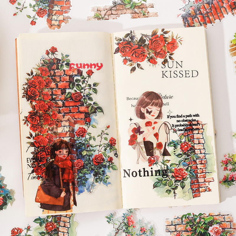 Dream Shadow Flower Clear Waterproof Pet Stick DIY Handbook Diary Landscape Stickers Plantas y Flores Cruciales