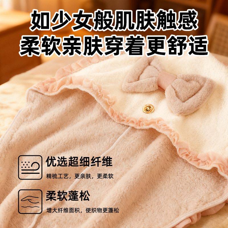 新款韩版蕾丝蝴蝶结干发帽樱花干发帽女加厚超强吸水开学季热品